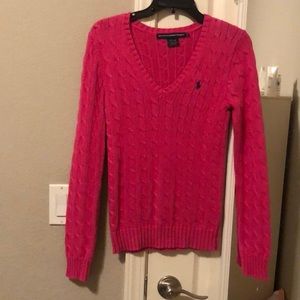 Ralph Lauren Pink cable knit cotton sweater